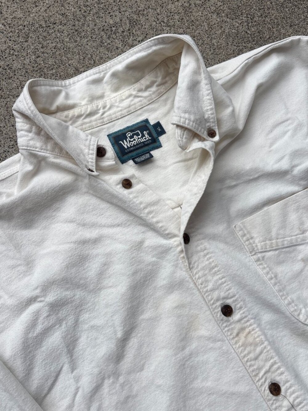 🐑 Vintage Woolrich Heavyweight Off-White Cotton Canvas Button Down